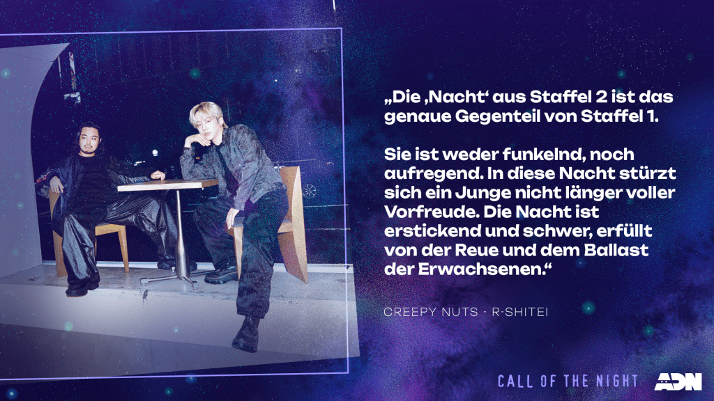 R-Shitei von Creepy Nuts im Interview mit ADN über seine Songs zu Call of the Night