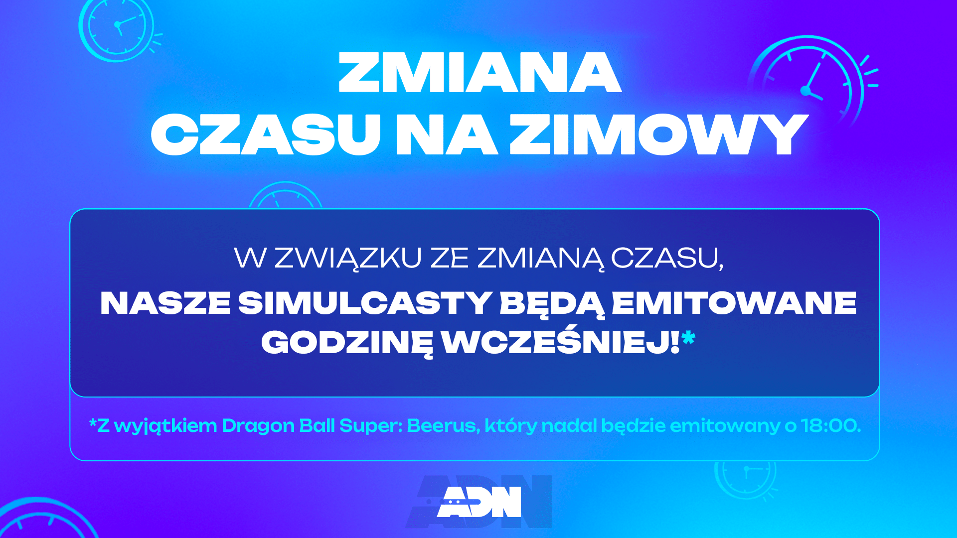 ZMIANA CZASU NA ZIMOWY